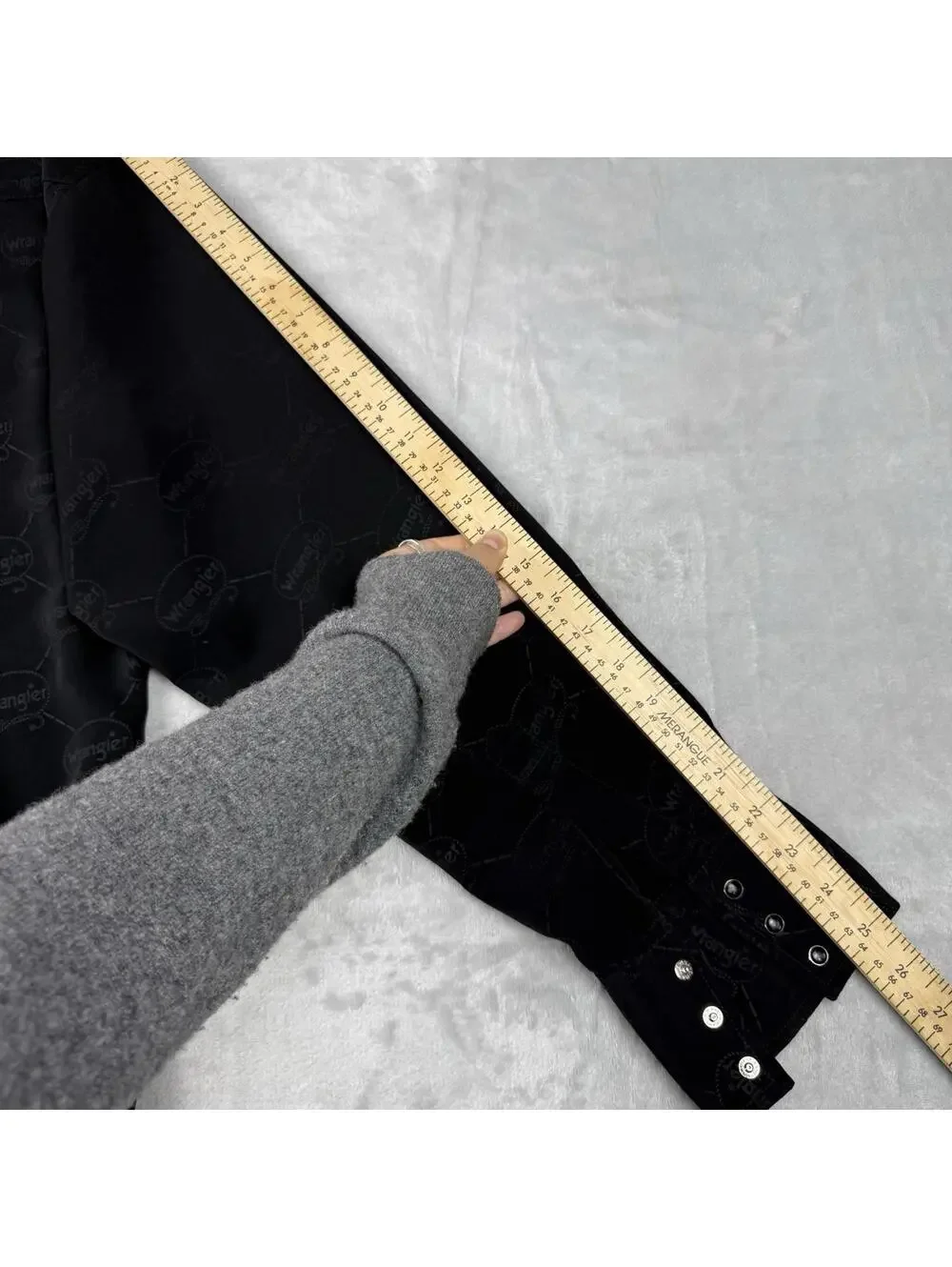 VTG Wrangler Western Preal Snap Shirt Men XL Black Multi Logo Print Cowboy Rodeo - Picture 7 of 9